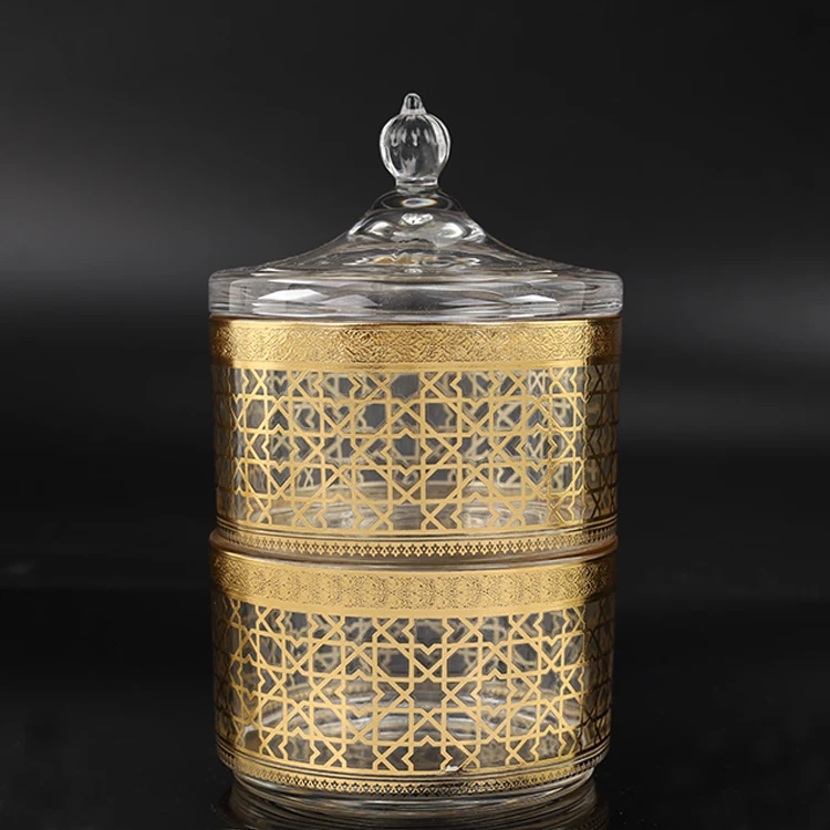 Wholesale 2pcs Round Candy Jar Storage Glass Sugar Pot with Lid