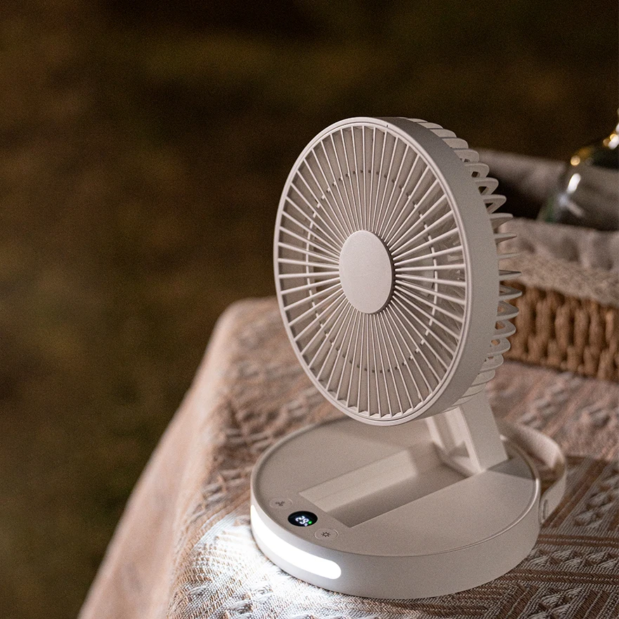 Multifunctional Electric Foldable Fan 5 Speeds Led Display Portable Air Cooler Desktop 3600mAh Rechargeable Fan With Night Light