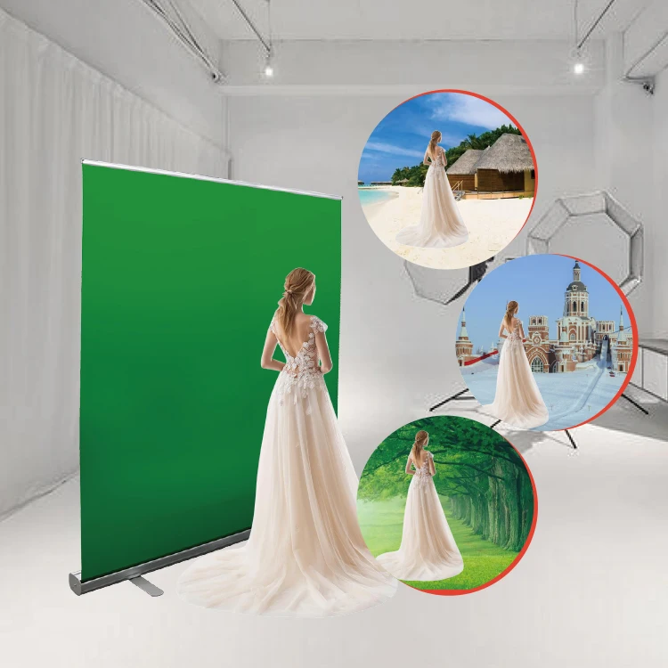 48'W*80'H Installation-free portable Roll Up photography Green Screen background live Photography Backdrop