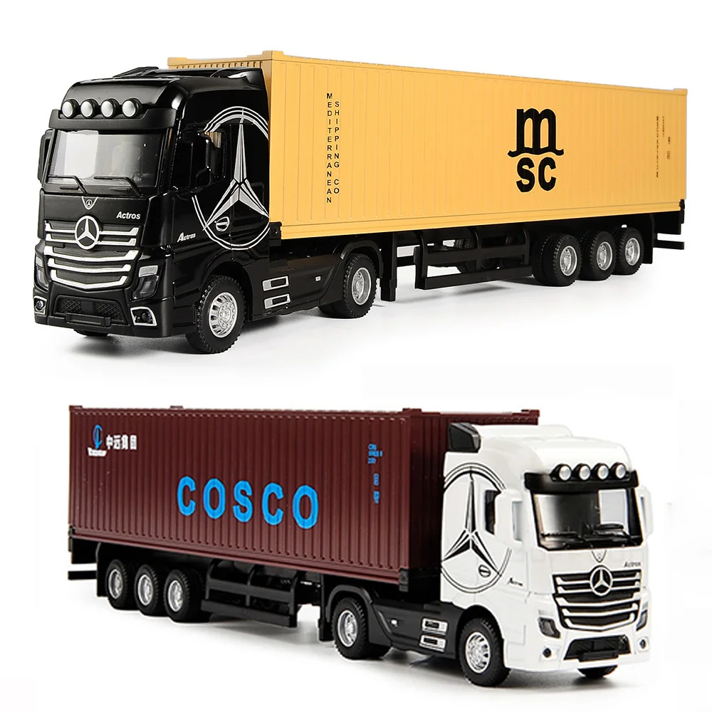 1/36 Diecast  Truck Toy Car Model Removable Engineering Transport Container Lorry Vehicle With Light Pull Back Toy For Boys