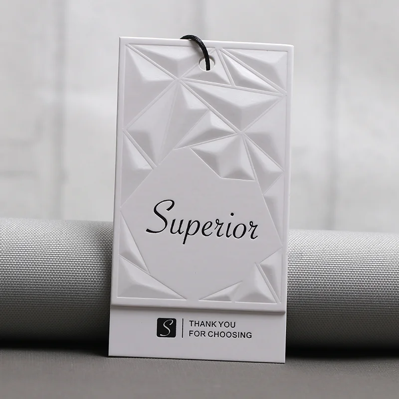 Emboss Hang Tag Custom Black Hot Stamping Garment Clothes Hang Tag For Apparel