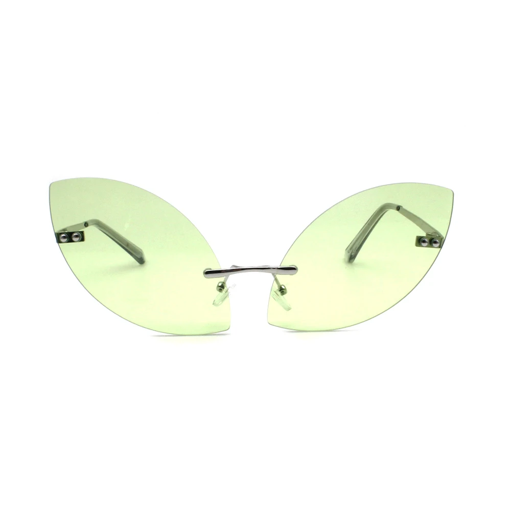 2022 wholesale women trendy sun glasses rimless shade changes color butterfly wings sunglasses