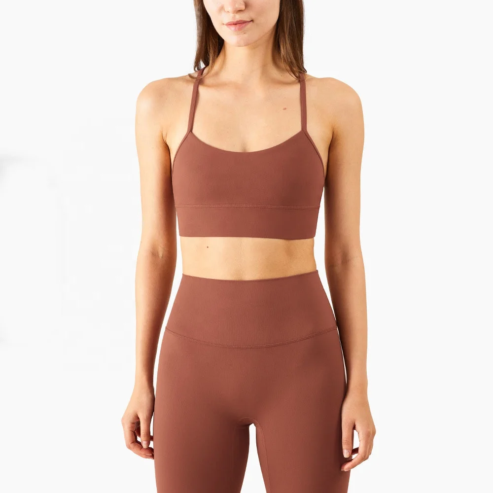 women New fitness sexy sports bra beauty back sports underwear vest-style nude small sling yoga bra