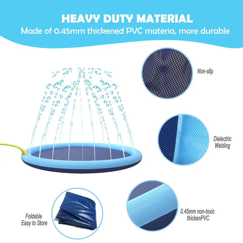 Outdoor Water Inflatable Toys Dog Bath Pool Thickened Durable Bathing Tub Dog Splash Sprinkler Pad