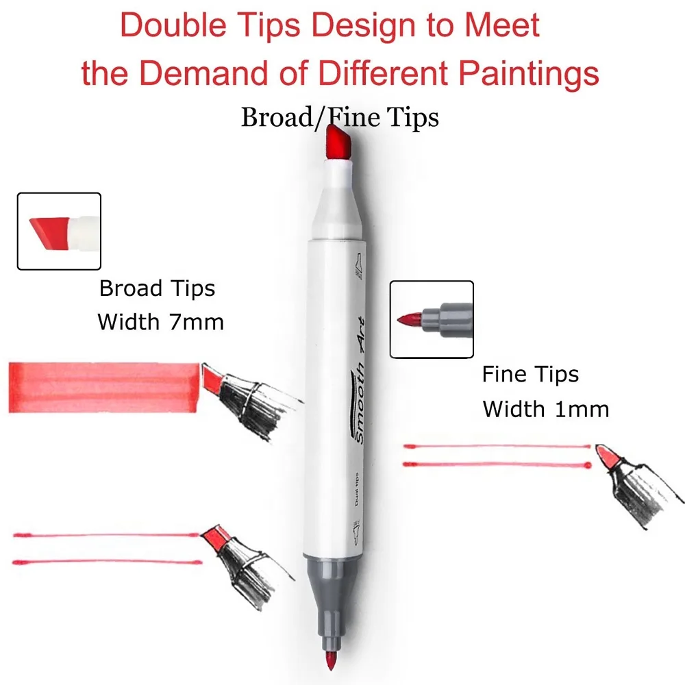 New Min 12 Max 200 colors dual twin tips double headed ended non-alcoholic/alcohol art drawing marker pens set with fabric bag