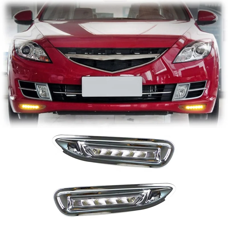 Gobison LED DRL Daytime Running Light Fog Lamp turn signal Lights for Mazda 6 2010 2011 2012 2013 Fog Light