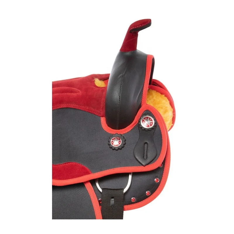 Top Quality Synthetic Western Horse With Saddle Red Binding and Crystal decorative Western Synthetic Horse Saddle