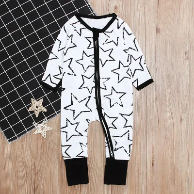 Baby Boy Romper Star Printed Zipper Long Sleeve Rompers Baby Infant Boy Designer Clothes Kids Jumpsuits
