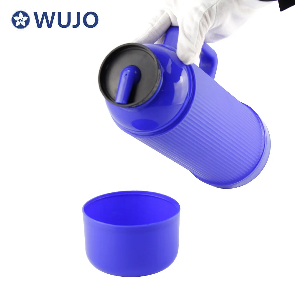 WUJO 1 liter NEW DESIGN Cheap Green Vacuum Insulated Plastic Thermal Tea Water Flask