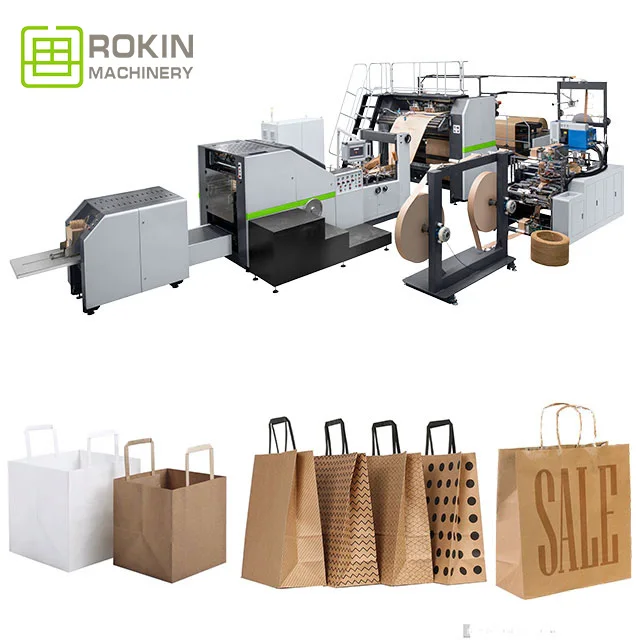 ROKIN BRAND automatic Paper Bag Making Machine Automatic Economy Type Food Paper Bag Making Machine With Factory Price