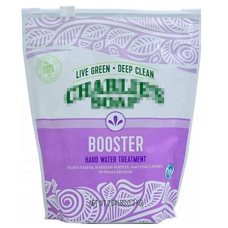 Custom resealable laundry detergent packaging bag with slider ziplock stand up bag K bottom wholesale