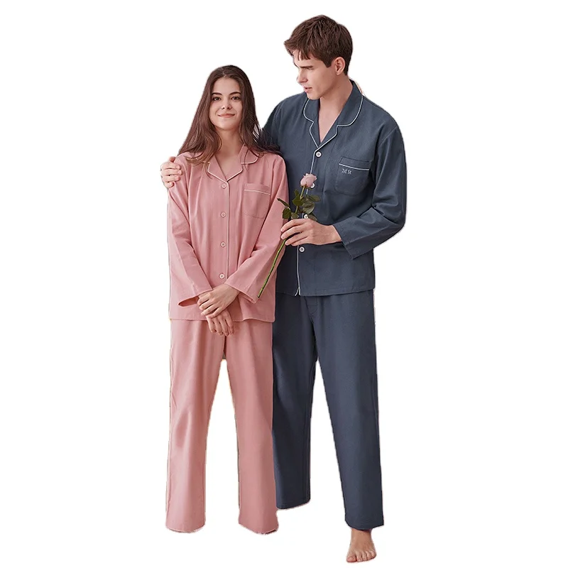 
 Оптовая продажа, осенне-зимние пижамы из 100% хлопка, 2 предмета, фланелевые женские пижамные комплекты для пар  