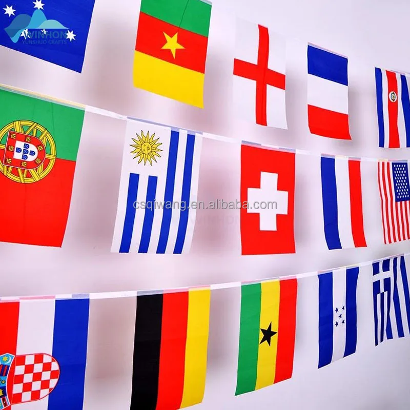 High Quality Custom Celebration Various Holiday Decorations Polyester Fabric Flag in Triangle Rectangle Pennant String Styles