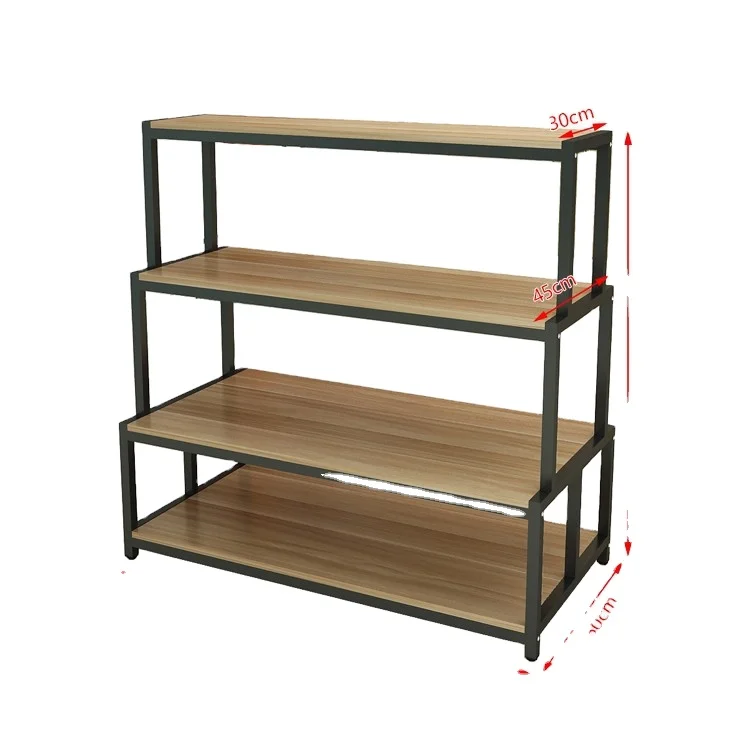 
High quality tops grocery store Metal shelving double side step display rack 