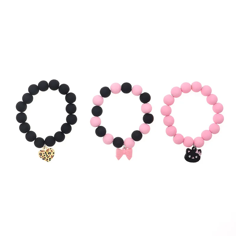 
Explosive Acrylic Paint Beads Hanging Cat Interactive Knotting Green Onion Pink Peach Heart Three-piece Set 