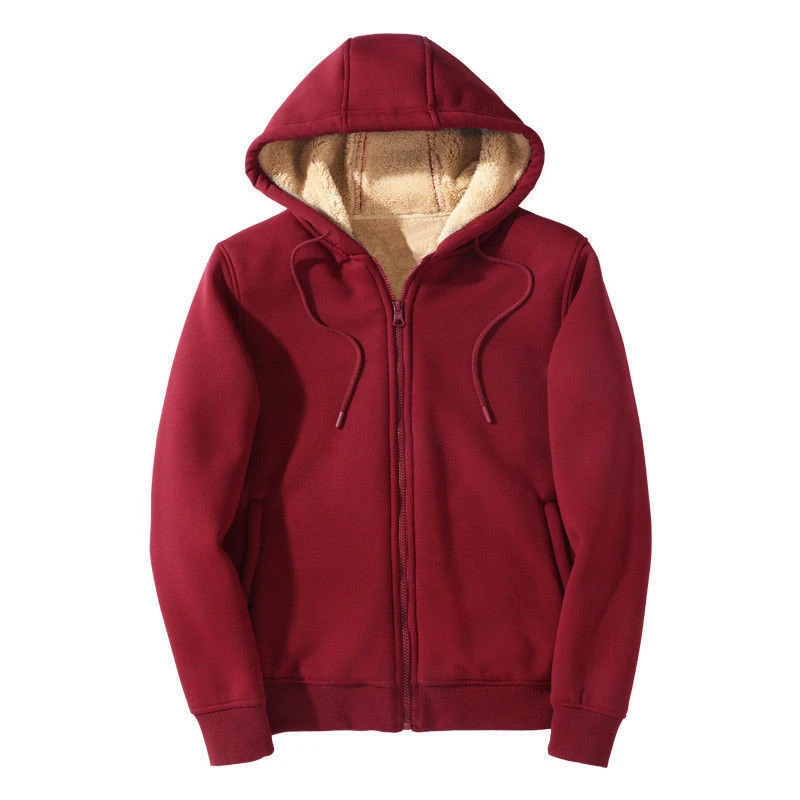 New Fashion Men Autumn Winter Hooded Long Sleeve Zipper Hoodies Sweater Solid Color Casual Fleece Thicken Warm Casual Hoodies