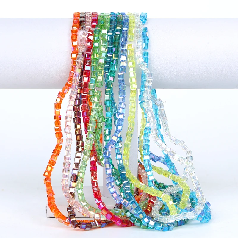 White Crystal beads Glass beads 4/6/8mm high quality square crystal beads for DIY jewelry or clothing curtain production