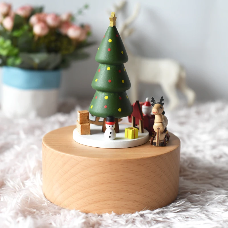 Hot sell  Christmas tree music box wood for gifts
