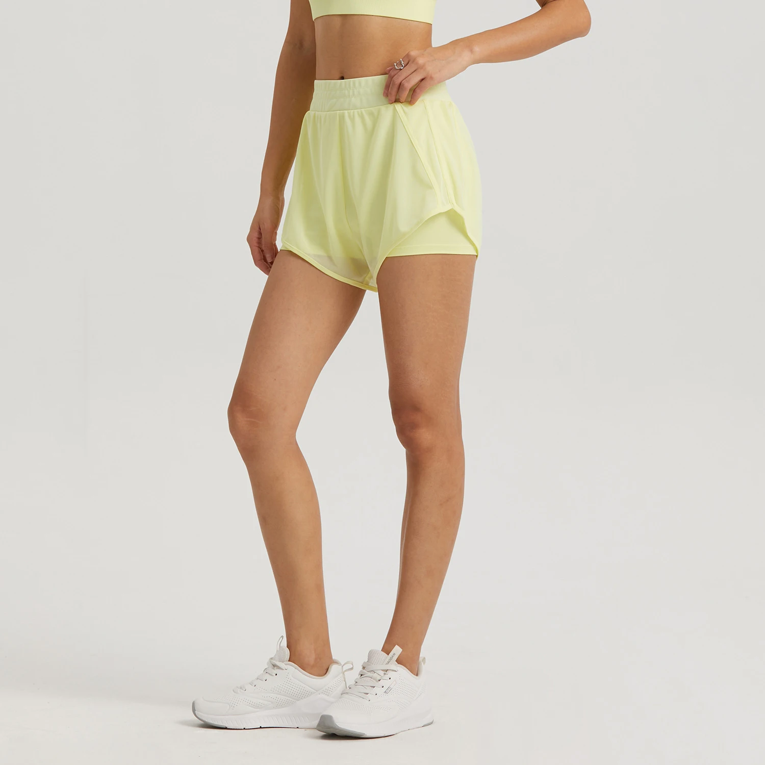 Wholesale Quick Dry Mesh 2 in 1 Sexy Yoga Gym Running Shorts Breathable Workout Sports Fitness Wear Manufacturer for Women