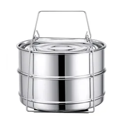 Stackable 2 Layer Stainless Steel Steamer Insert Pan for Pressure Cooker