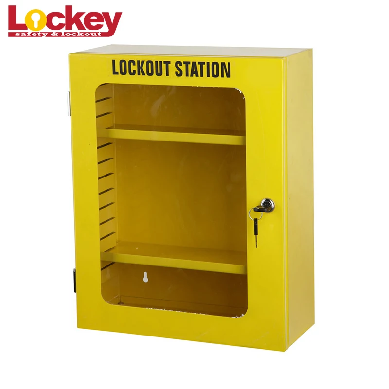 Wall Mounted Hardened Yellow Steel Safety Group Combination Management Lockout Tagout Station