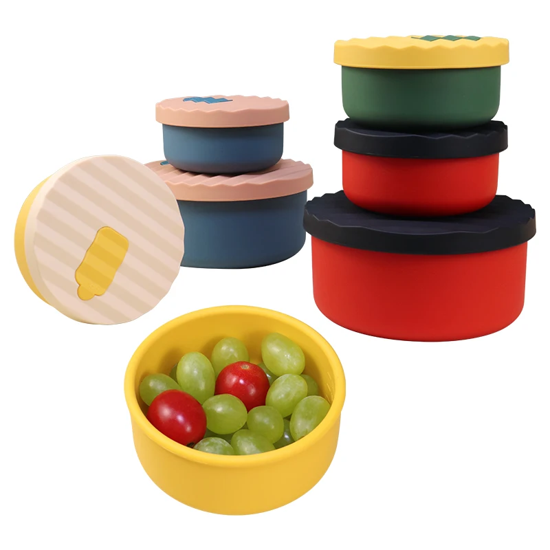 Silicone Fruit Container Fermentation Box Round Food Storage Containers Pizza Dough Proofing Lunch Box with Lid for Home Kitchen