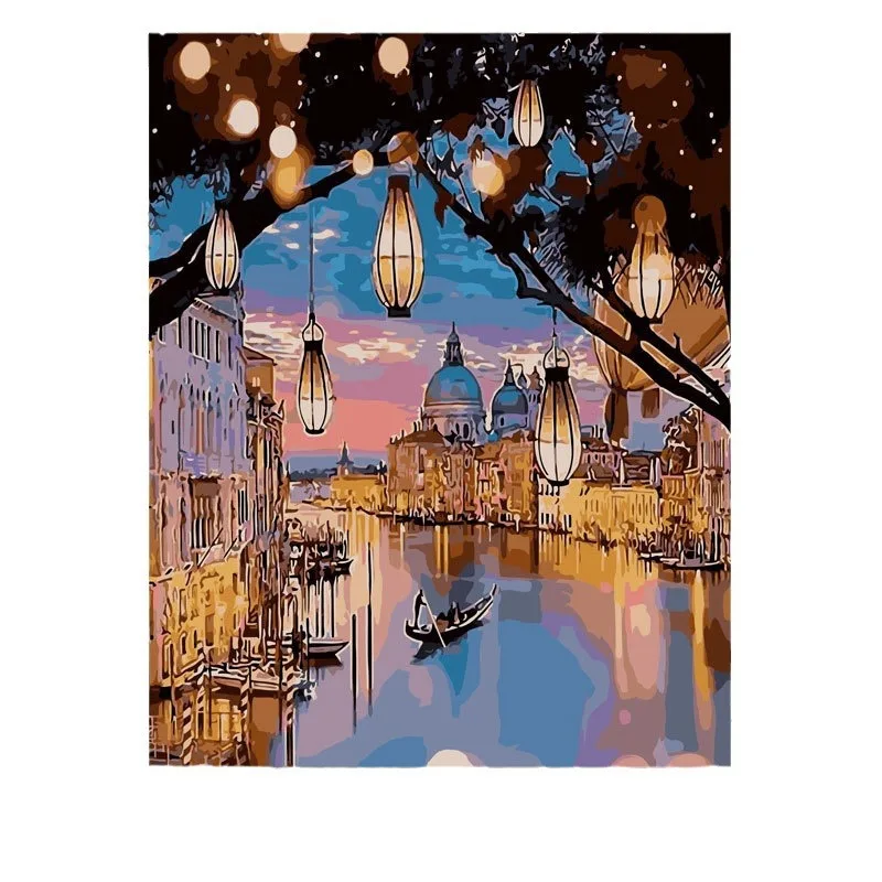 DIY Hand-Painted Digital Oil Painting Daifa Landscape Flower Cross-Border Living Room Decoration Oil Painting Numbers