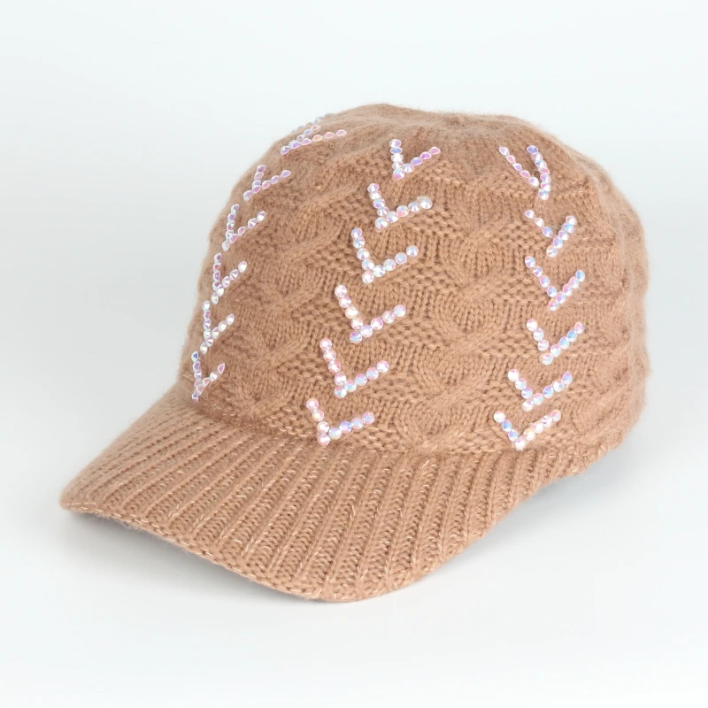 Wholesale New Fashion Winter Chic Wool Knitted Braid Diamond Baseball Gorras Trucker Golf Dad Hats For Women