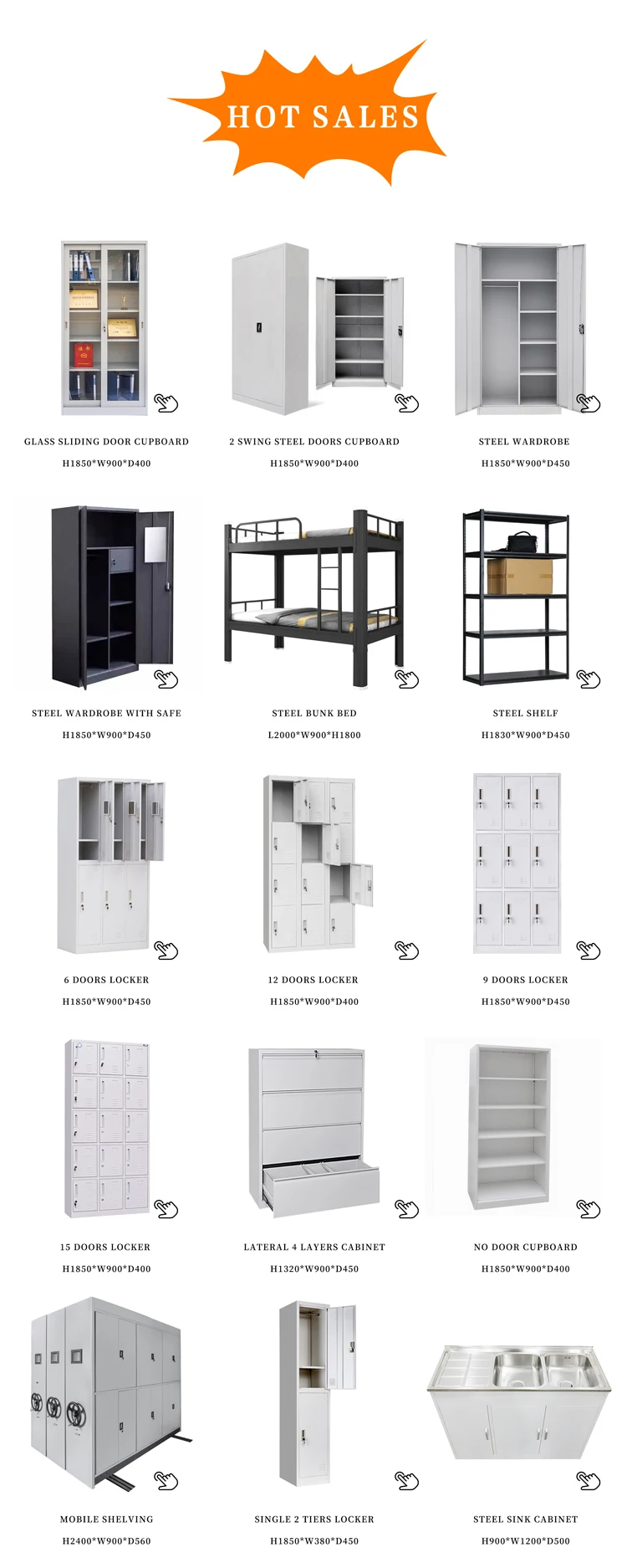 KD Structure Office Furniture Sliding Door File Cabinet Steel Cabinet With 4 Adjustable Shelve