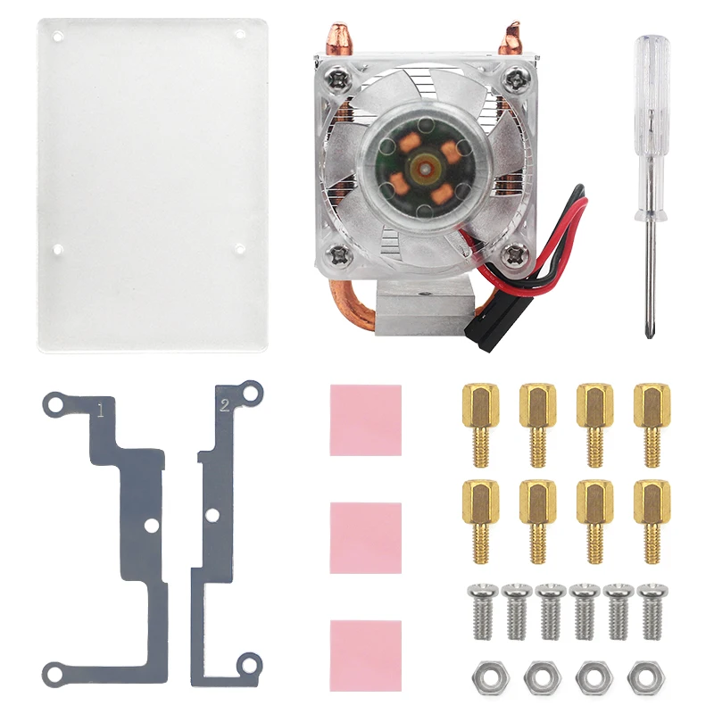 52Pi Ice Tower Cooling Fan for Raspberry Pi 4 Copper Tube with RGB Fan + Acrylic Plate Case for Raspberry Pi 4 Model B