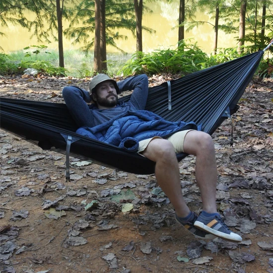 Portable Outdoor Net Hammock With Shade Lightweight Camping Hammock Mosquito Net Rain Tarp