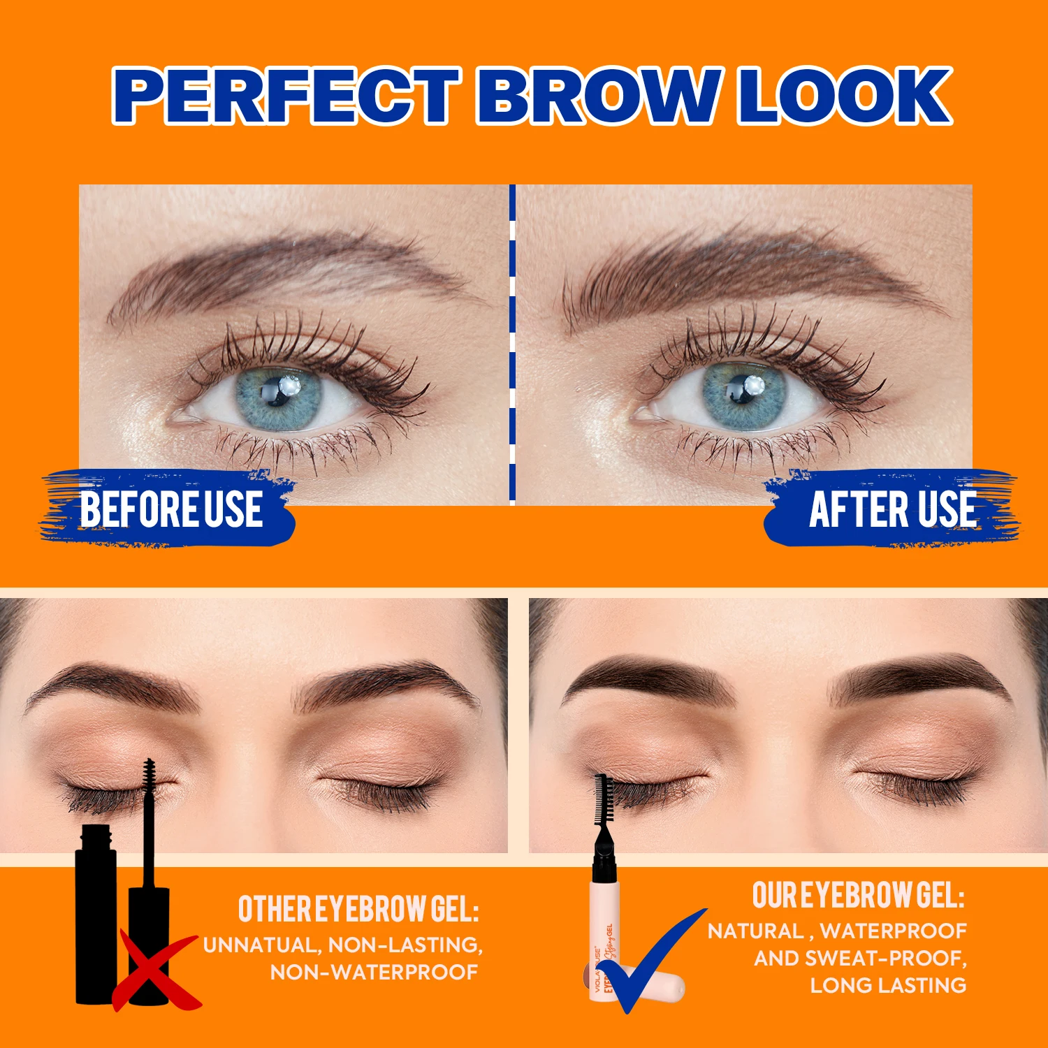 Eyebrow Gel Extension Glue Waterproof Strong Hold Brow Glue Fast Sculpt Brow Fixing Gel with brush