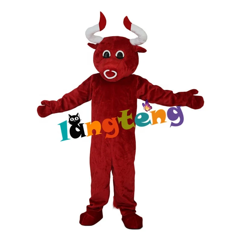 848 Cartoon Halloween Party Christmas Adult Cosplay Red Cow Bull Bison Mascot Costumes