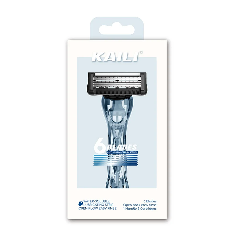 mens shaving razor with special designed handle match with 3 blade razor cartridge make close and clean shaving