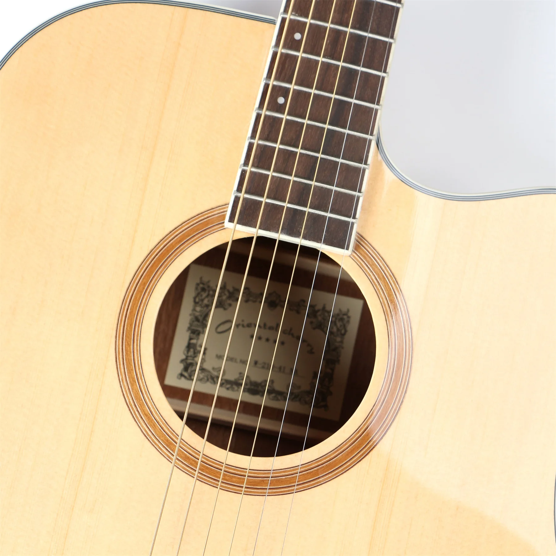Guangzhou 41-Inch Handmade Spruce Wood Acoustic Guitar Folk Type with Gloss Finish Back/Side Materials Rosewood and Walnut