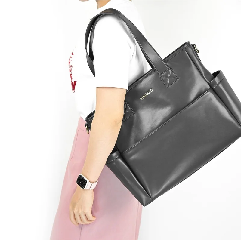 vegan leather 3 in 1 multifunctional fashionable baby bag for mom diaper tote bag organizer set for babies mother