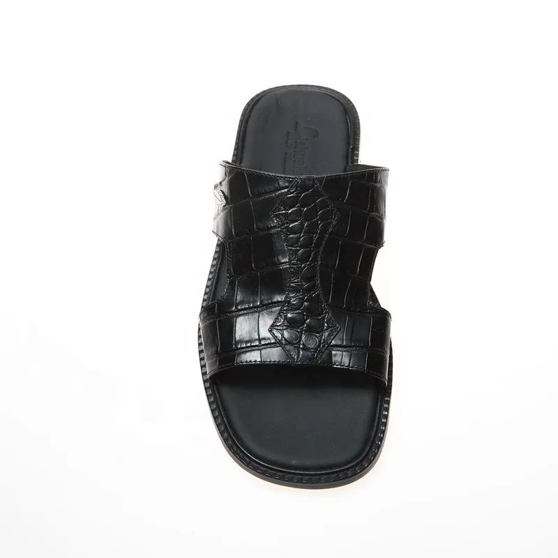 New custom slides wholesale from china men flip flop beach slide leather slippers for men