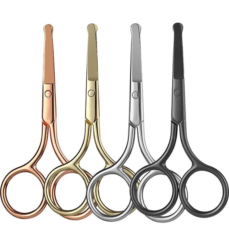 Professional Stainless Steel Nose Hair Scissors Round Tip Design Small Eyebrow Scissor
