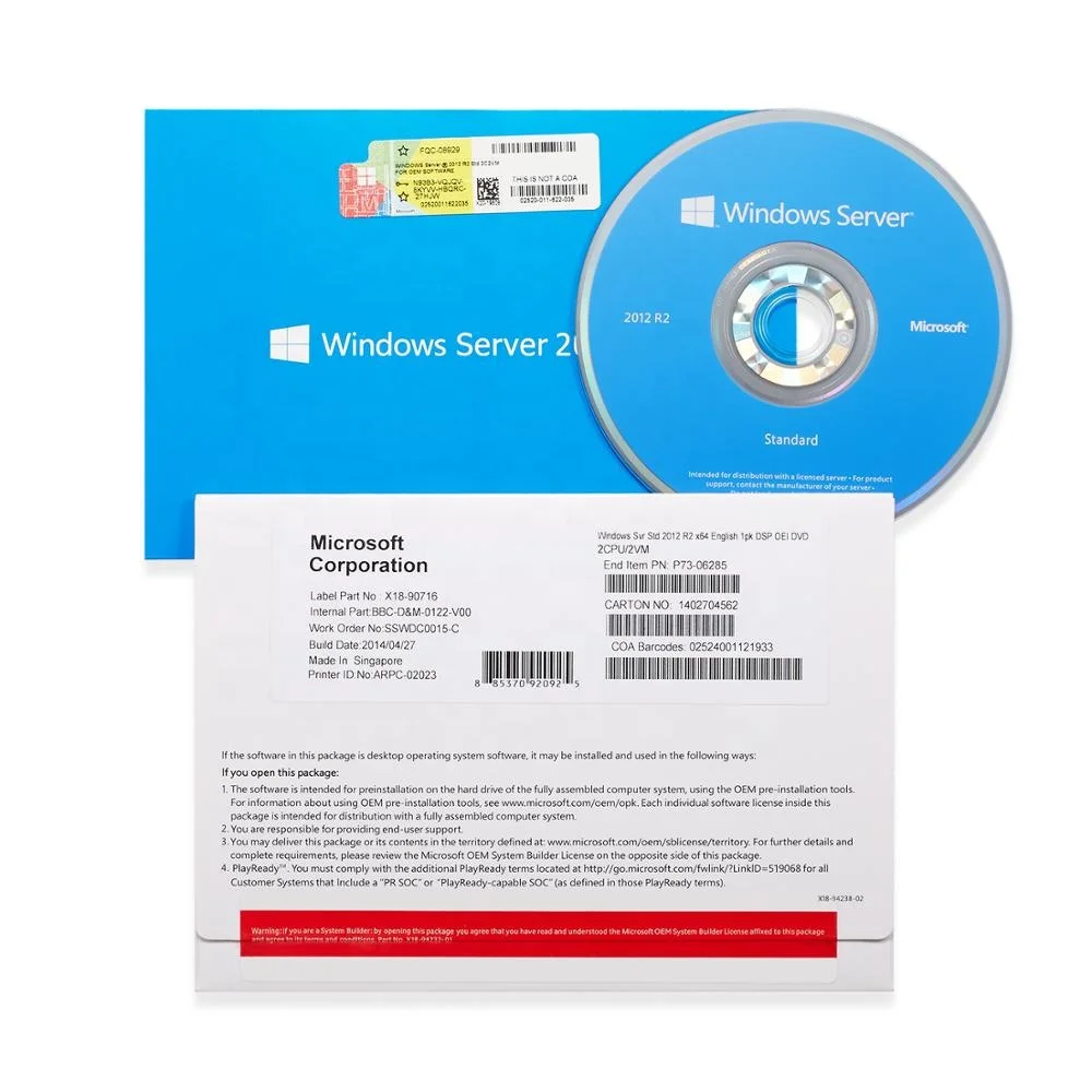 Windows server 2012 R2 Standard OEM full package English version win server 2012 r2 std oem package