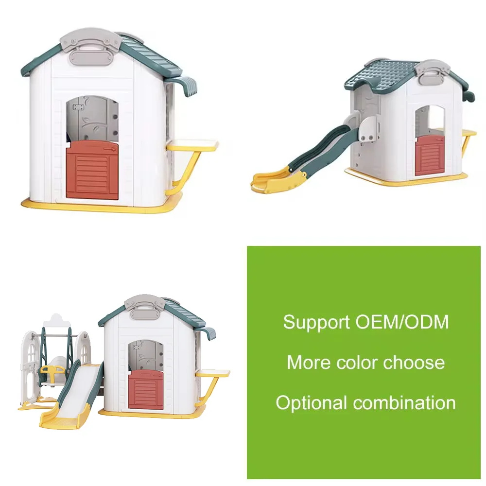 Hobby Tree House Theme Slide and Swing Set Indoor  Plastic Kindergarten Toys for Kids