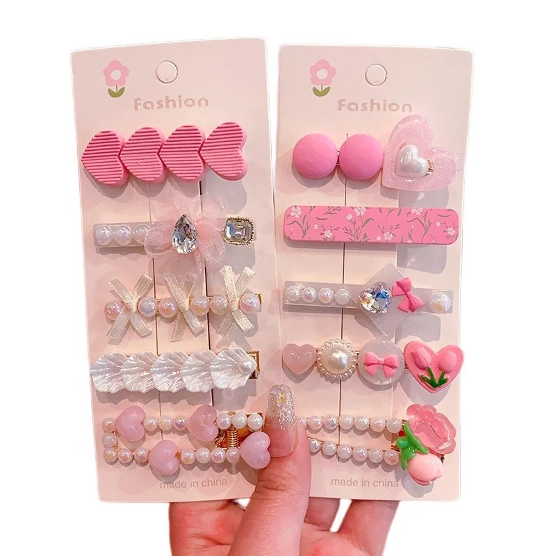 New kids hair clip set fashion beauty pink style hair clip hairpin set for girl