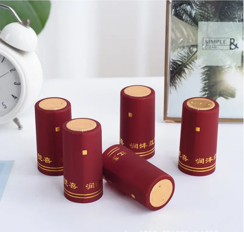 Customize PVC Heat Shrink Caps Seal Champagne Wine Liquor Bottle Cap Shrink Wrap With Tear stripe
