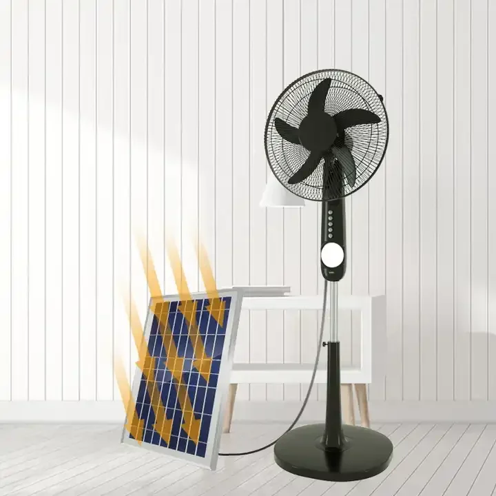 12V DC Solar Fan, Rechargeable Charger Air Cooling Cooler Stand Ventilador AC Fan for Indoor Outdoor Use