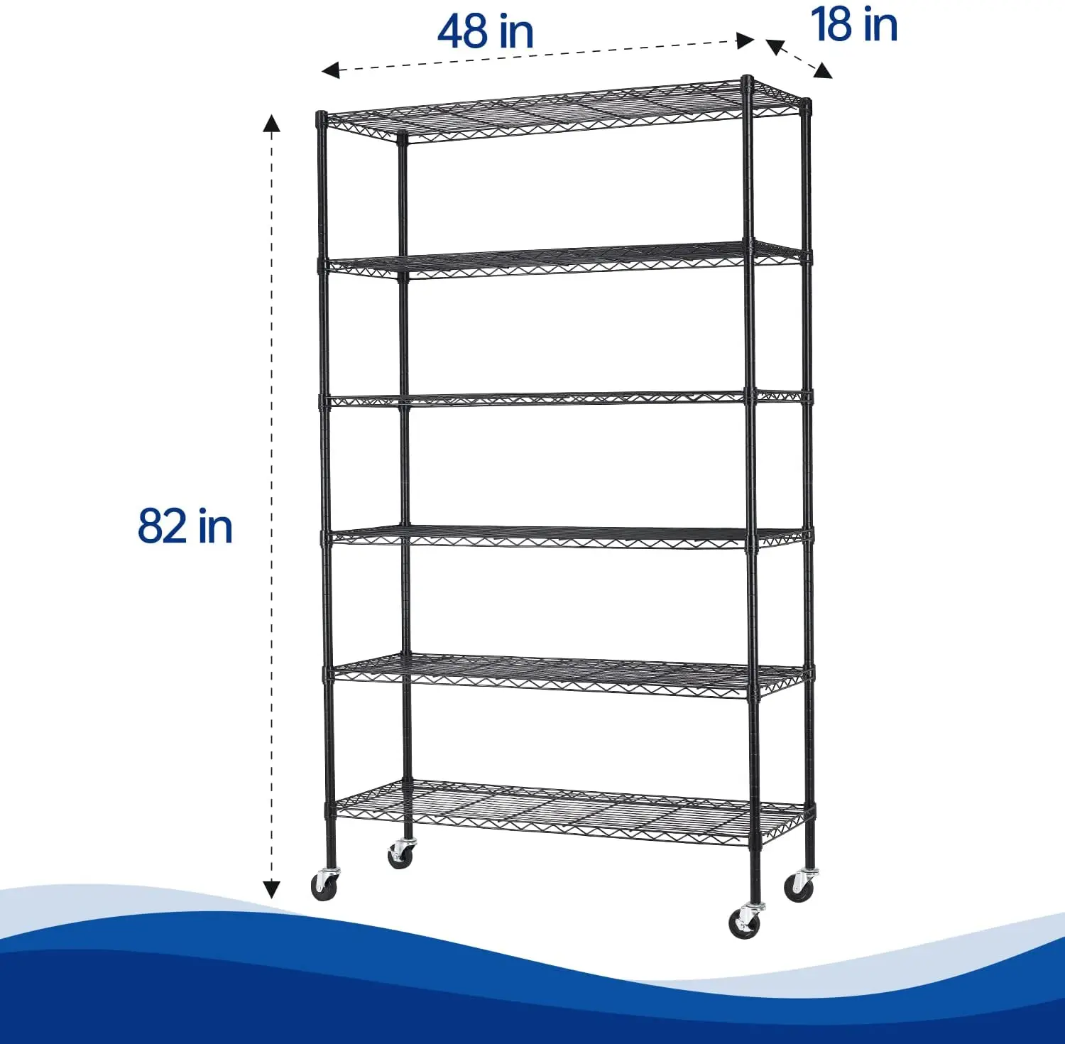 Multipurpose 6 Tier Metal Shelves Adjustable Steel Wire Shelving Unit Rack For Garage Pantry