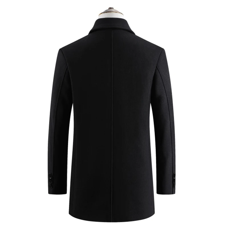 Прямая поставка, оптовая продажа, мужское зимнее пальто, бархатная теплая куртка, черное, серое деловое повседневное шерстяное пальто с отложным воротником