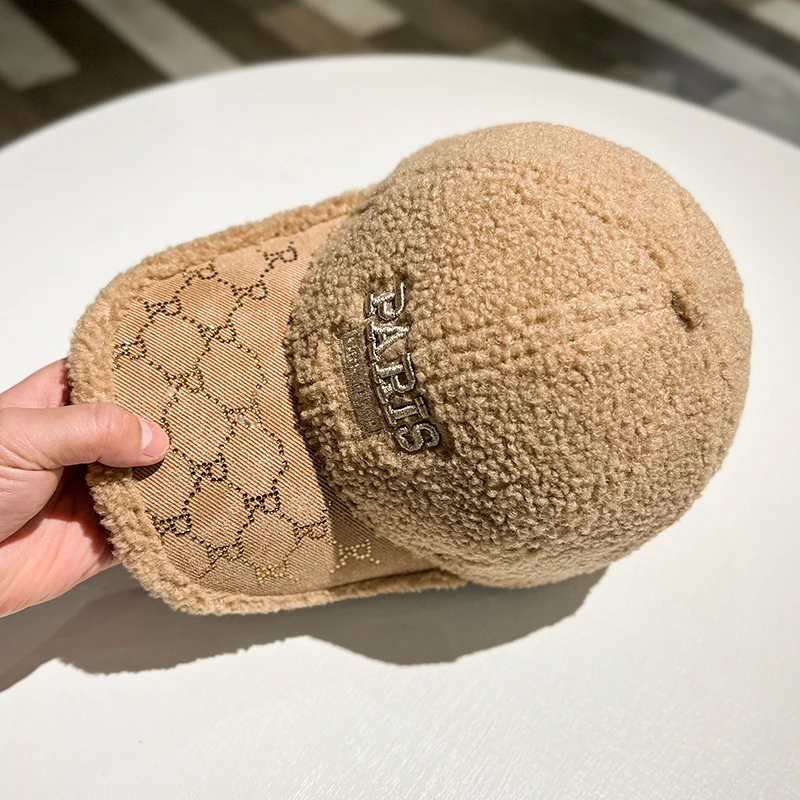 ChanBol Fashion Plush cashmere keeps warm knitted hat winter skully beanie silk lined beanie custom peaked cap women