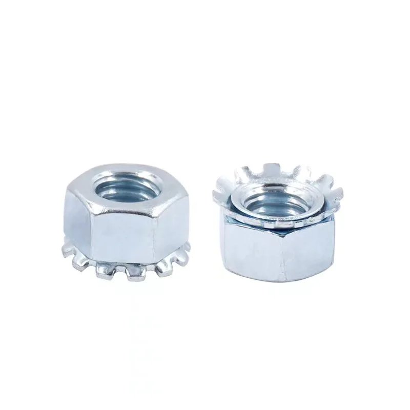 customized 1/4 inch 10mm m3 m4 m8 m6 galvanzized Carbon Steel k-lock Plain stainless steel round hex K lock nut K-nut Knuts Nuts