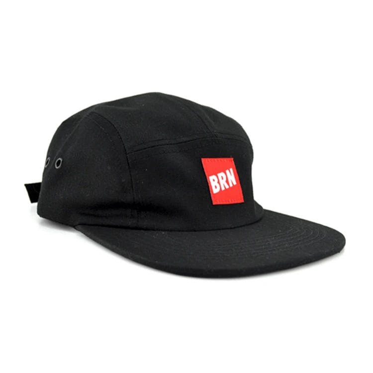 High Quality Custom Black Leisure 5 Panel  Cap