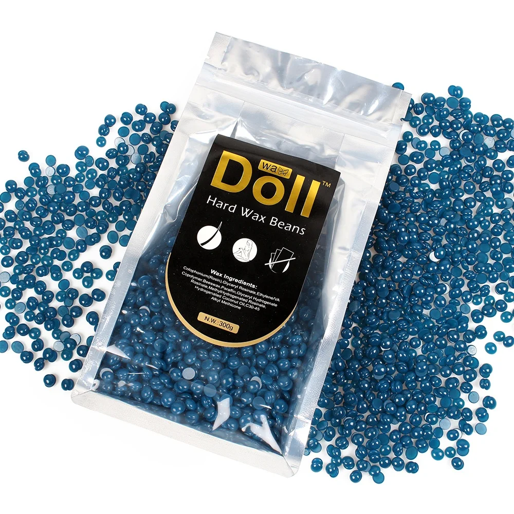 300g doll  Hard Wax Beans Hot Film Wax Bead Azulene blue Hair Removal  Depilatory hard Wax