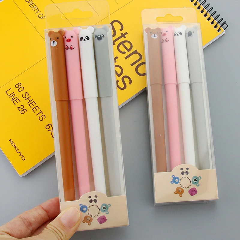 Hot Selling Kawaii Multi Function Bear Expression Erasable Ink Pen Novelty Unique With Eraser Office Sign Pen
